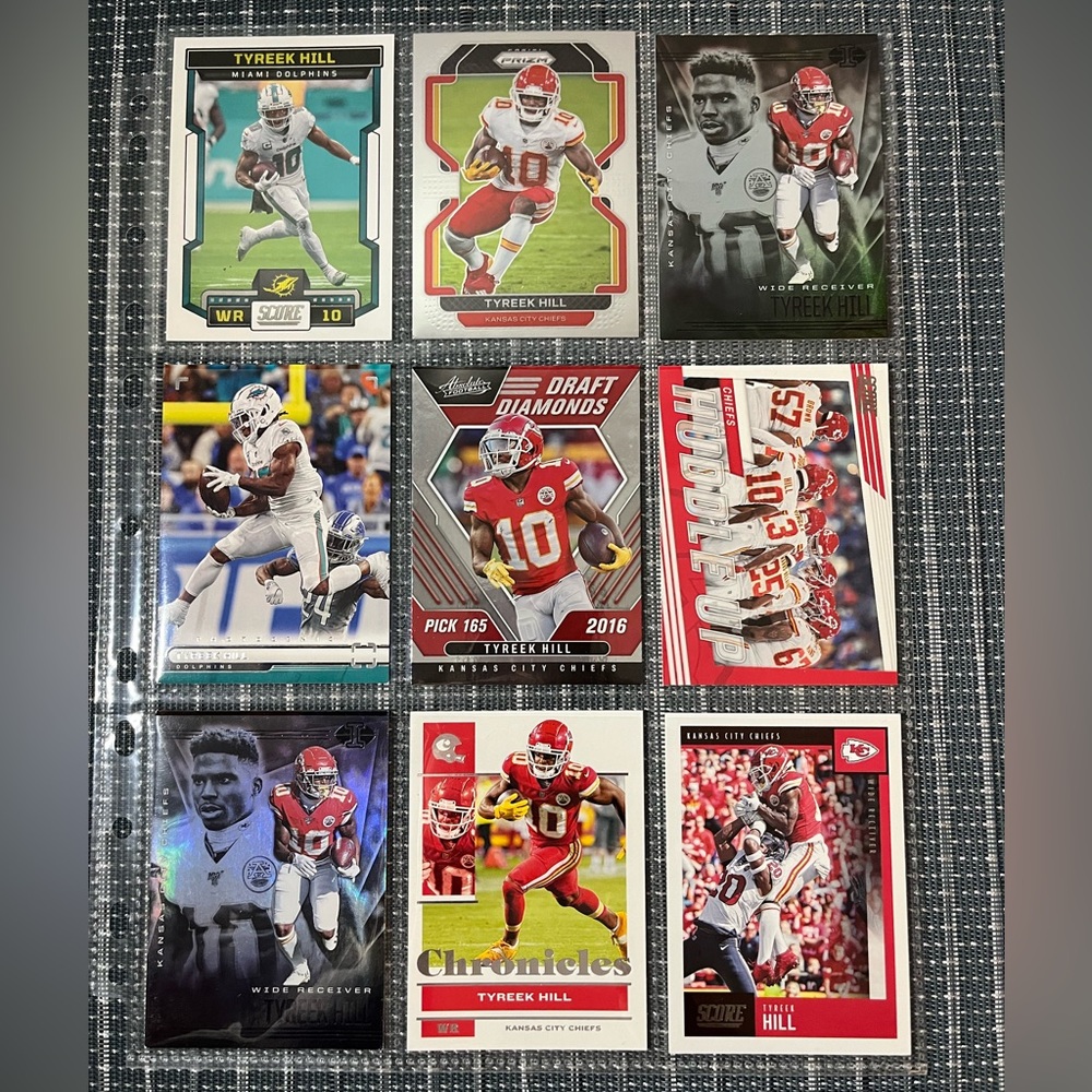 🏈 Tyreek Hill Dolphins/Chiefs NFL Football Sports Trading Cards  - Lot of 9